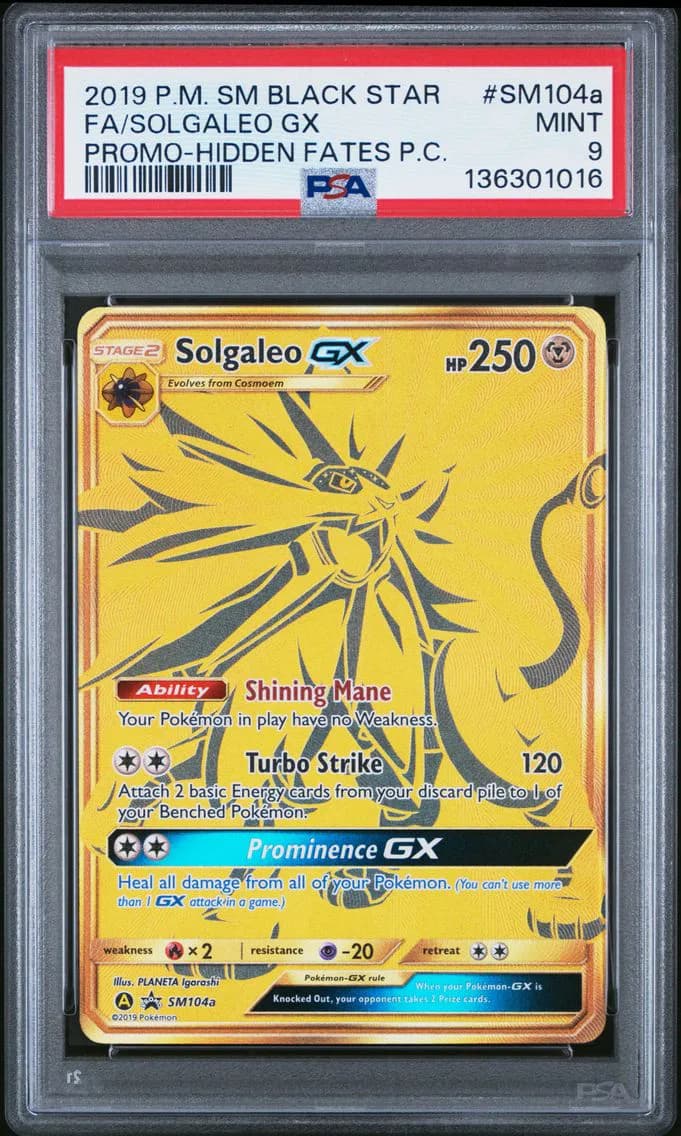 Solgaleo GX, SM Black Star Promo, PSA 9