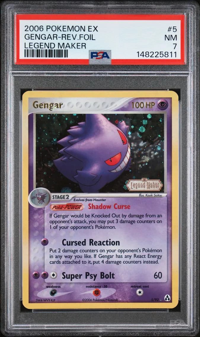 Gengar-Reverse Foil, EX Legend Maker, PSA 7