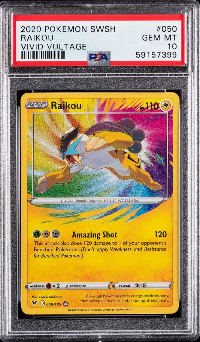 Raikou, Sword & Shield Vivid Voltage, PSA 10