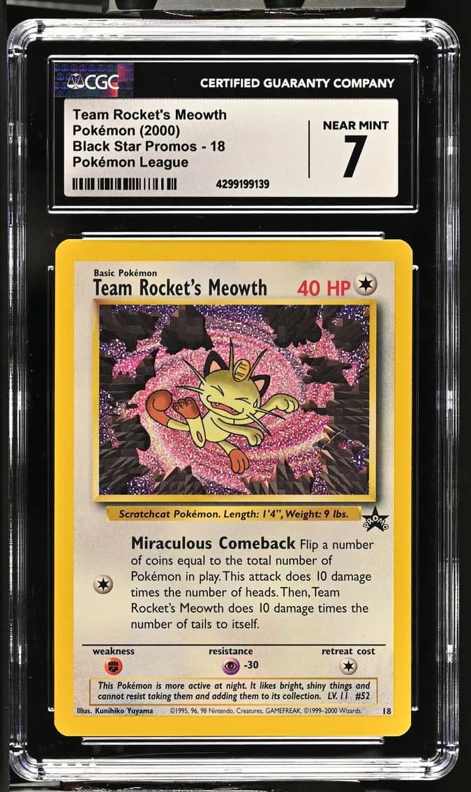 Team Rocket's Meowth, Black Star Promos - WotC, CGC 7