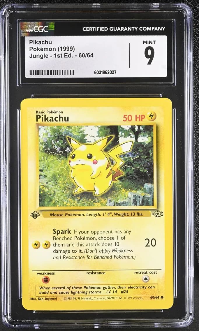 Pikachu, Jungle - 1st Edition, CGC 9
