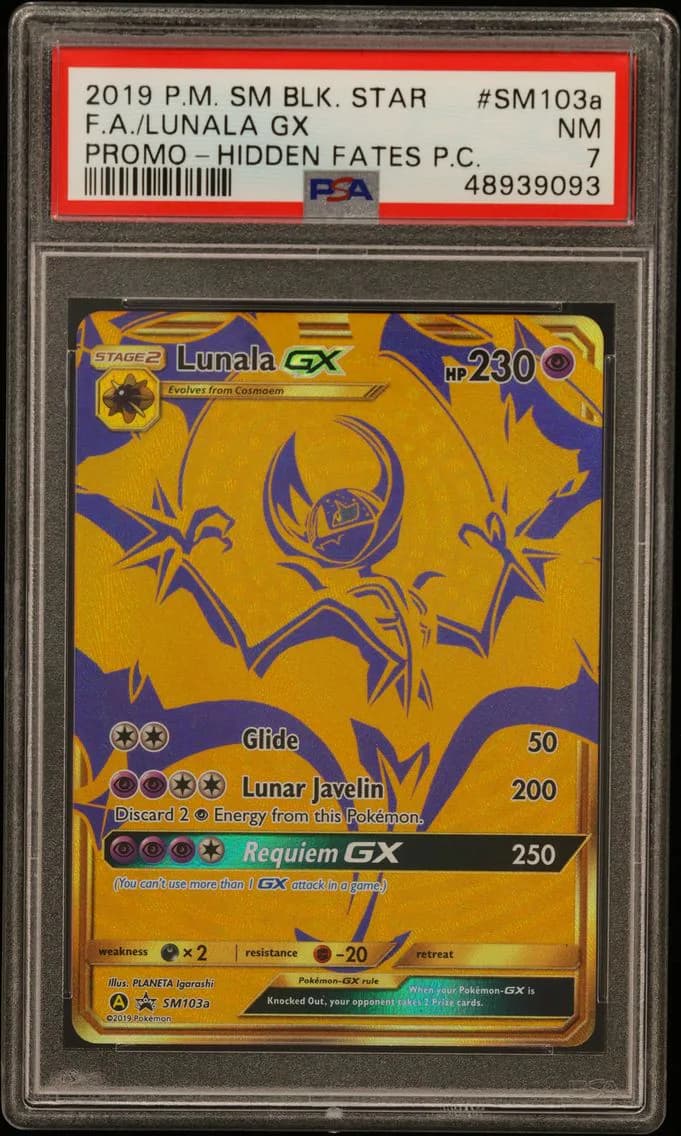Lunala GX, SM Black Star Promo, PSA 7
