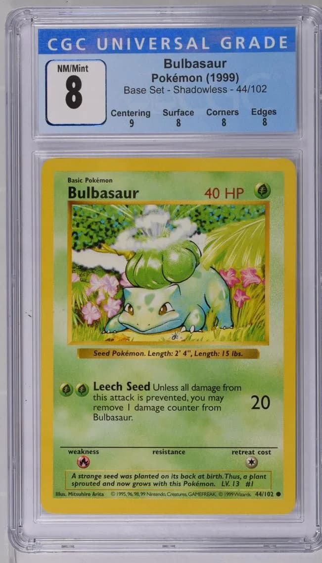 Bulbasaur Shadowless, Base Set (Shadowless), CGC 8