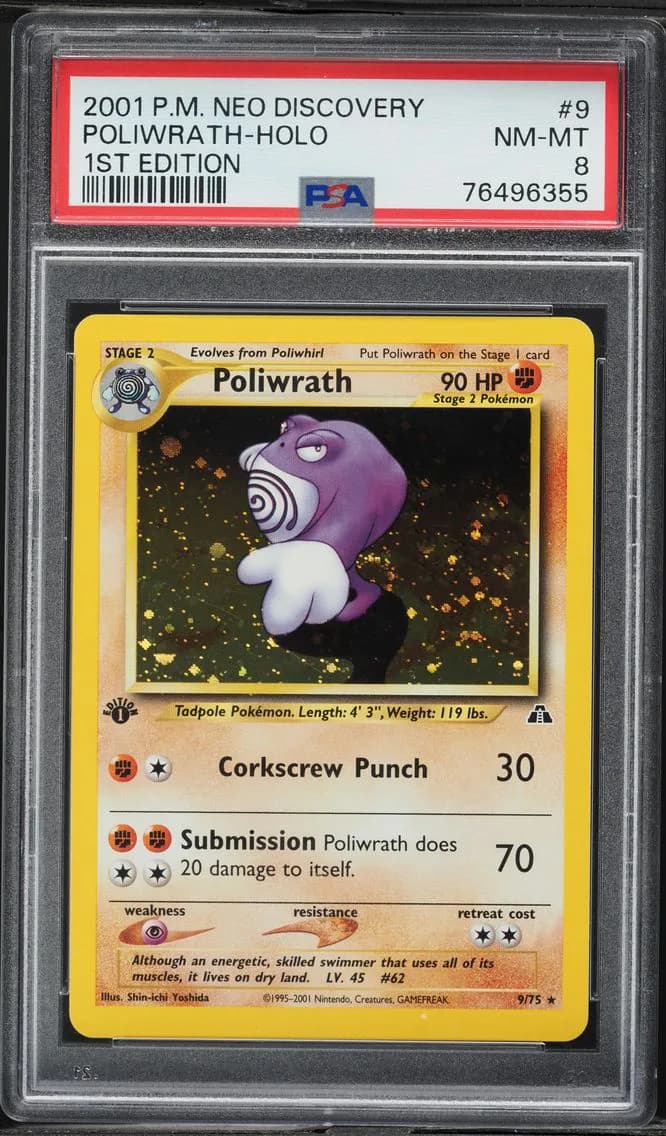 Poliwrath-Holo 1st Edition, Neo Discovery, PSA 8