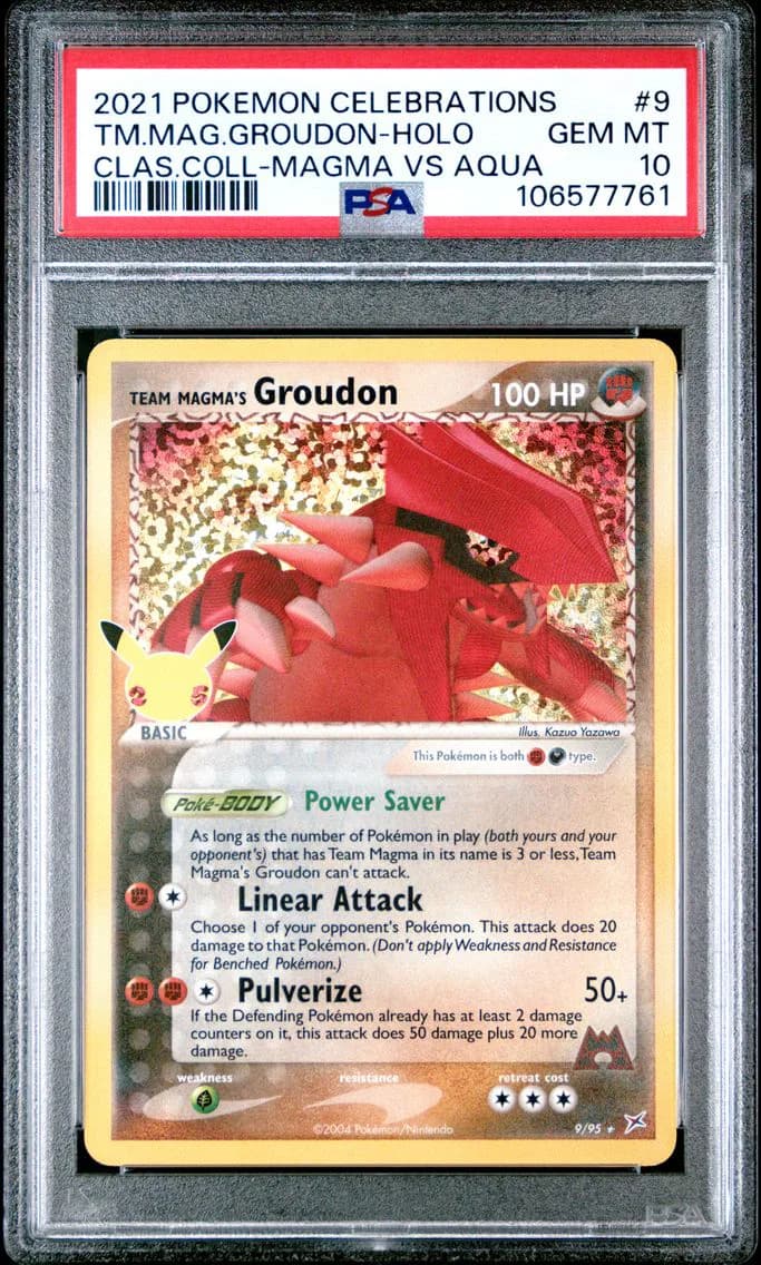 Team Magma's Groudon-Holo, Celebrations Classic Collection, PSA 10