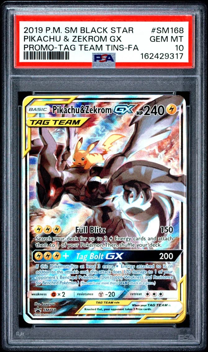 Pikachu & Zekrom GX, SM Black Star Promo, PSA 10