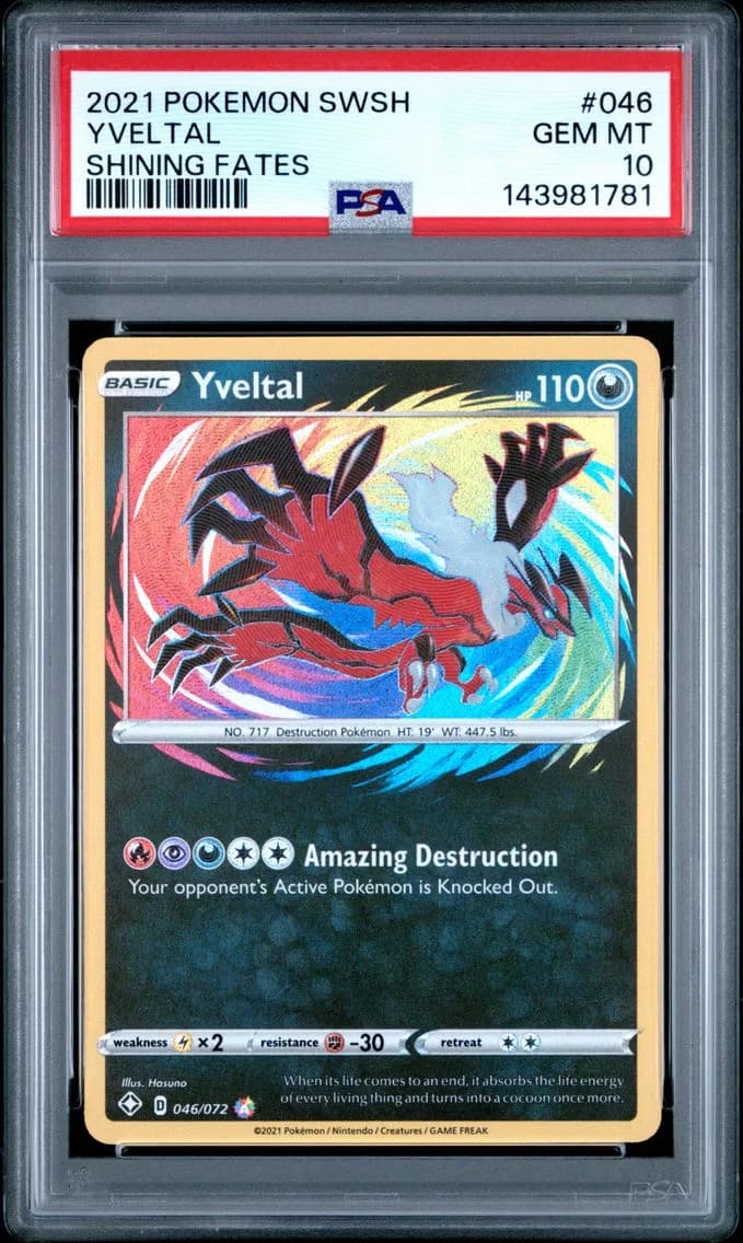 Yveltal, Sword & Shield Shining Fates, PSA 10
