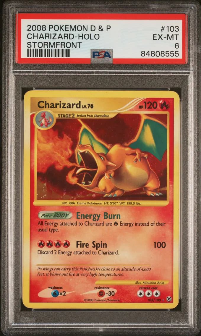 Charizard-Holo, Diamond & Pearl Stormfront, PSA 6