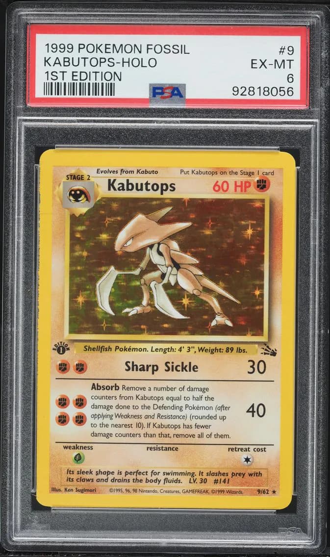 Kabutops-Holo 1st Edition, Fossil, PSA 6