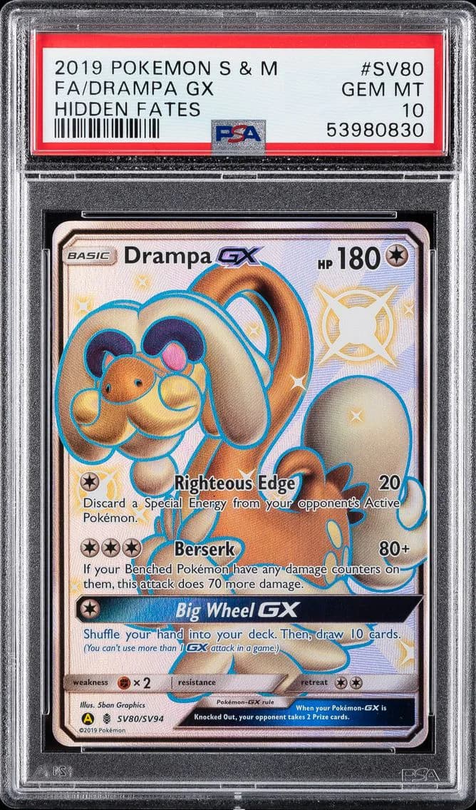 Drampa GX, Sun & Moon Hidden Fates, PSA 10