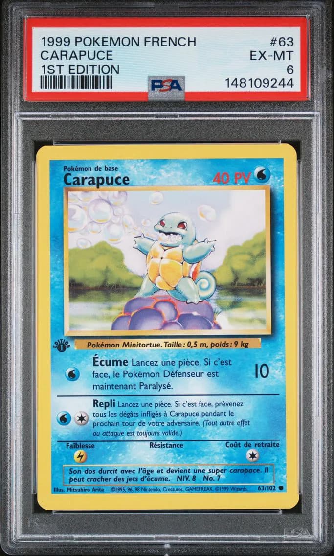 Carapuce 1st Edition, French, PSA 6