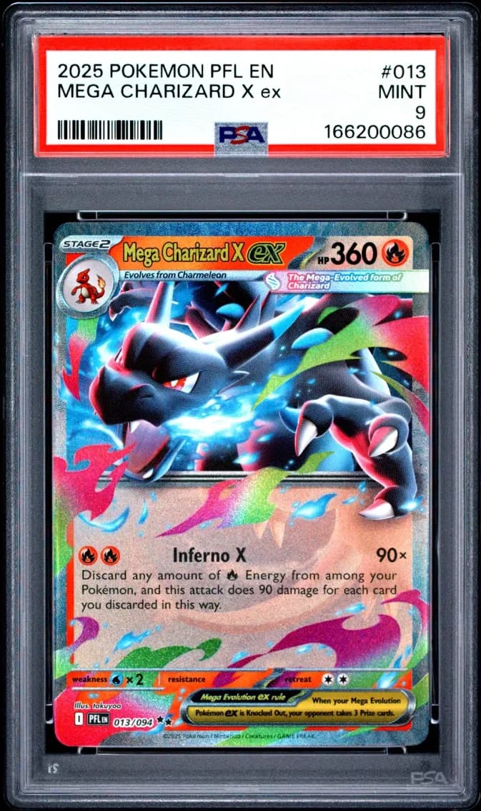 Mega Charizard X EX, Phantasmal Flames, PSA 9