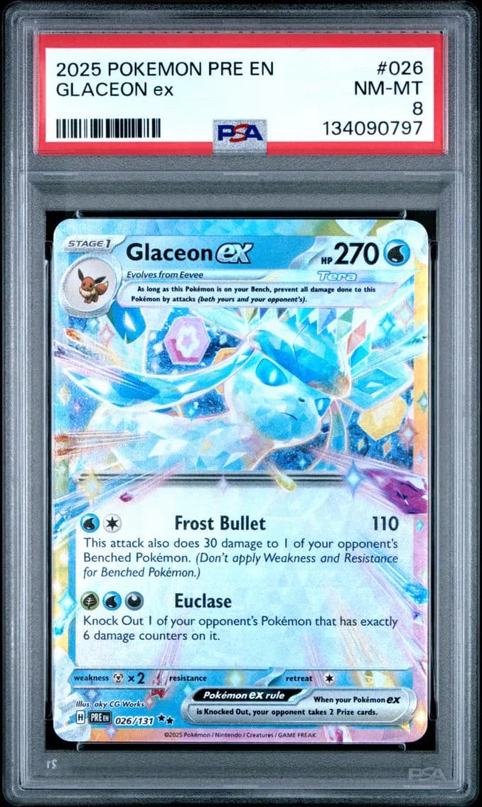 Glaceon EX, Prismatic Evolutions, PSA 8