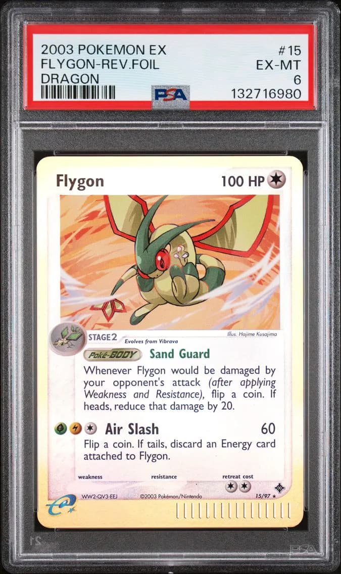 Flygon-Reverse Foil, EX Dragon, PSA 6
