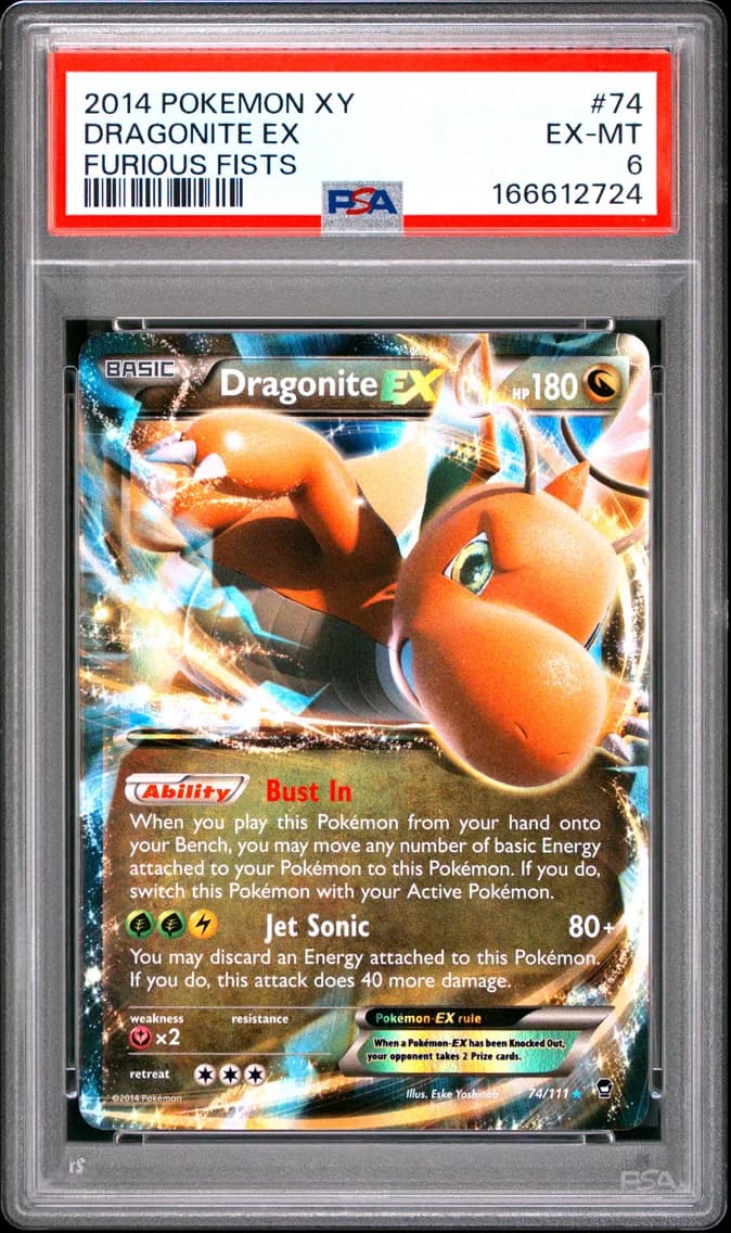 Dragonite EX, XY Furious Fists, PSA 6