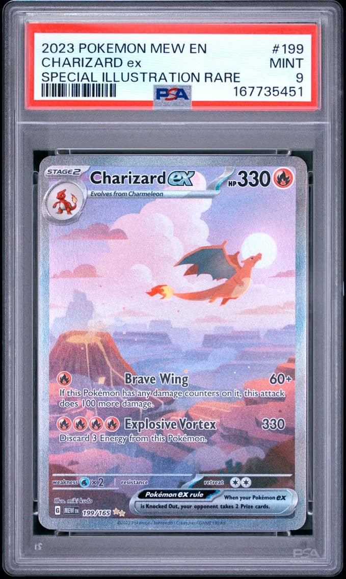 Charizard EX, 151, PSA 9