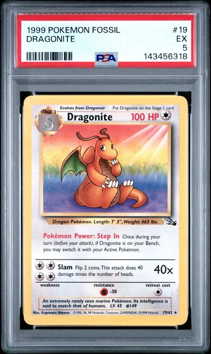 Dragonite, Fossil, PSA 5