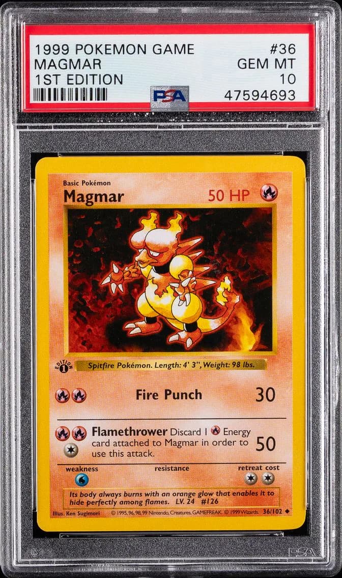 Magmar 1st Edition, Game, PSA 10
