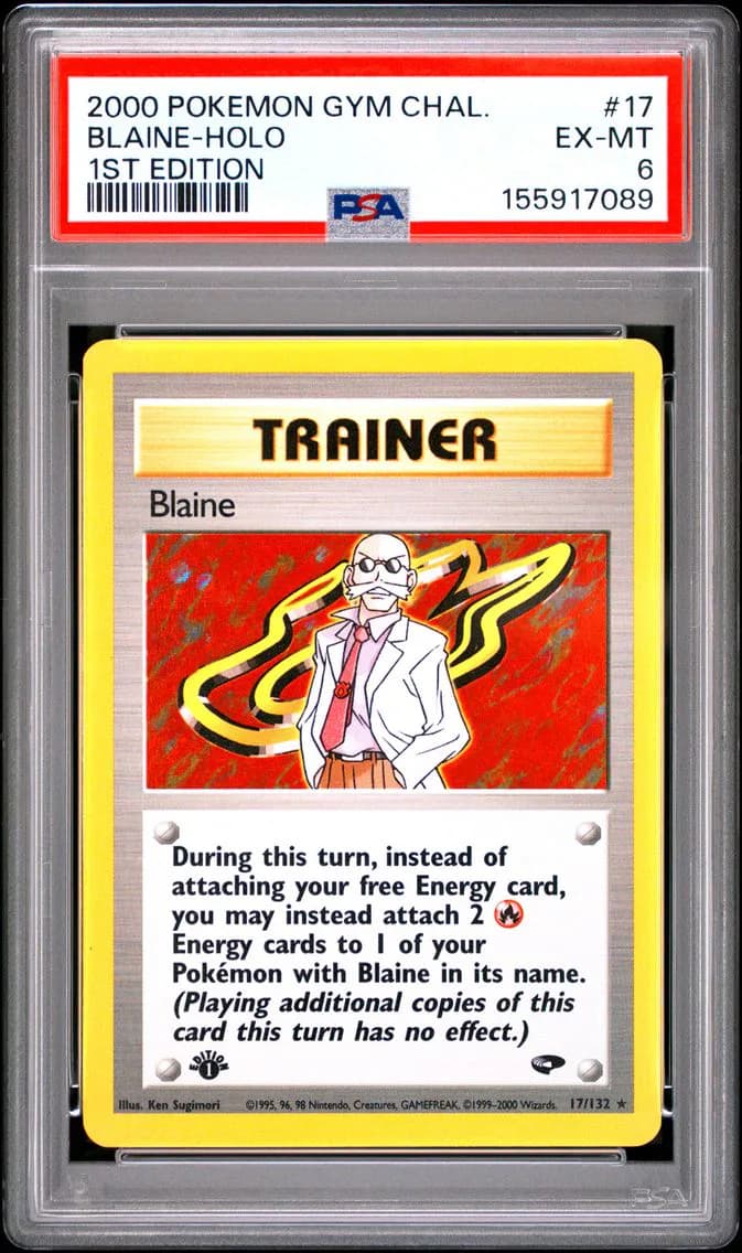 BLAINE-HOLO 1st Edition, Gym Challenge, PSA 6