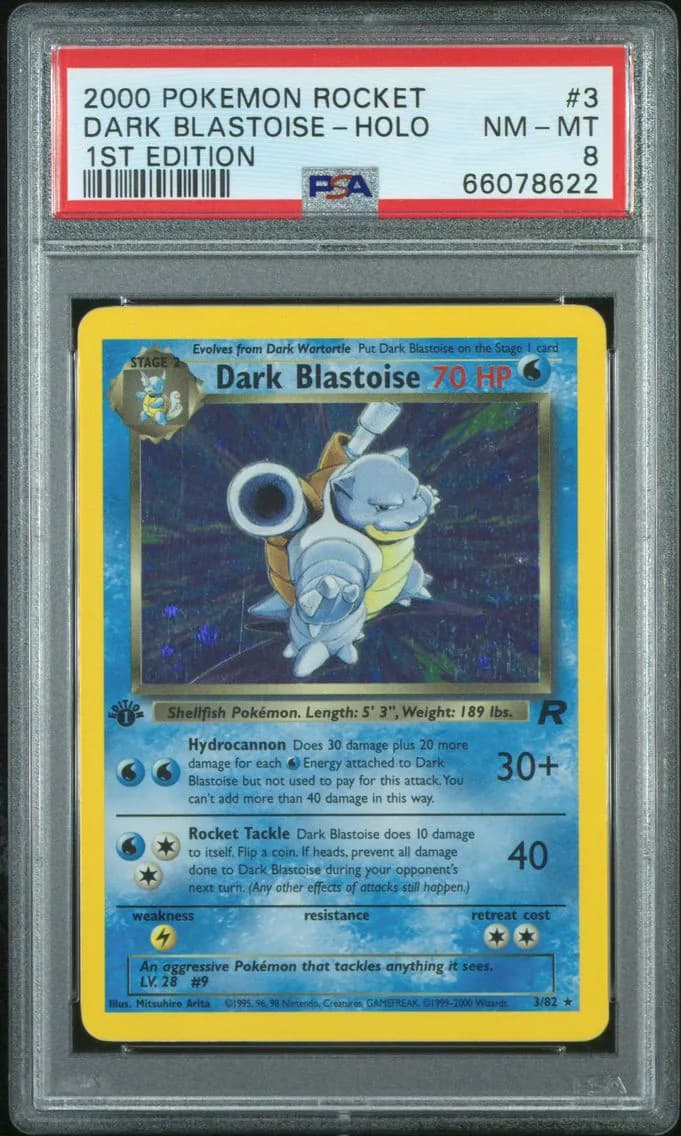 Dark Blastoise-Holo 1st Edition, Rocket, PSA 8