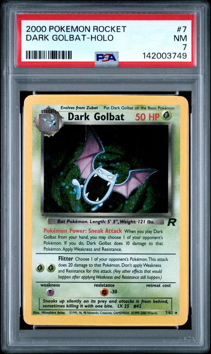 Dark Golbat-Holo, Rocket, PSA 7