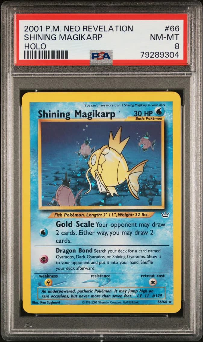 Shining Magikarp-Holo, Neo Revelation, PSA 8