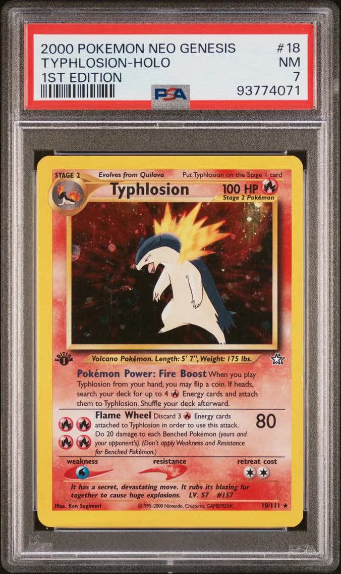 Typhlosion-Holo, Neo Genesis 1st Edition, PSA 7