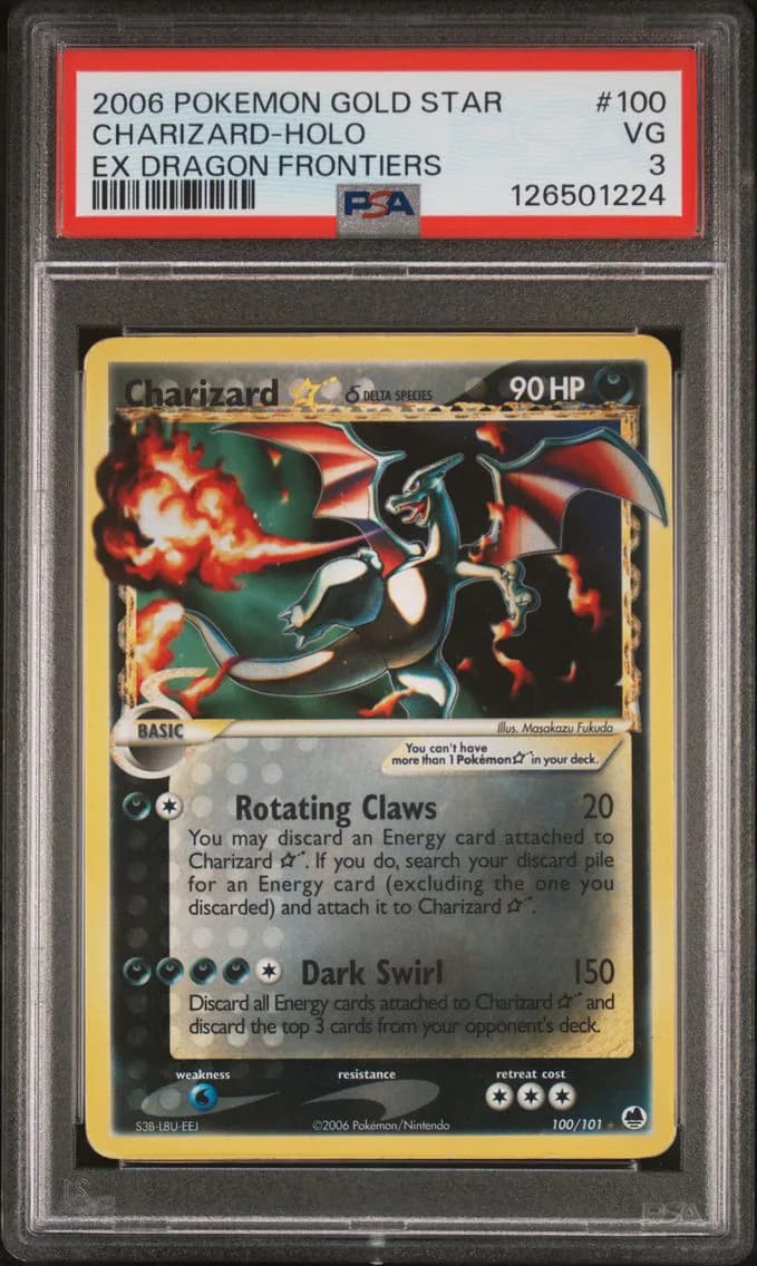 Charizard-Holo, EX Dragon Frontiers, PSA 3