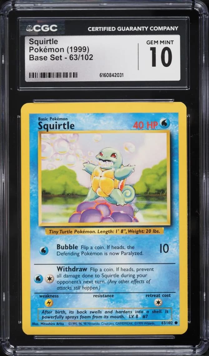 Squirtle, Base Set - Unlimited, CGC 10