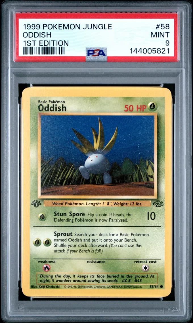 Oddish 1st Edition, Jungle, PSA 9