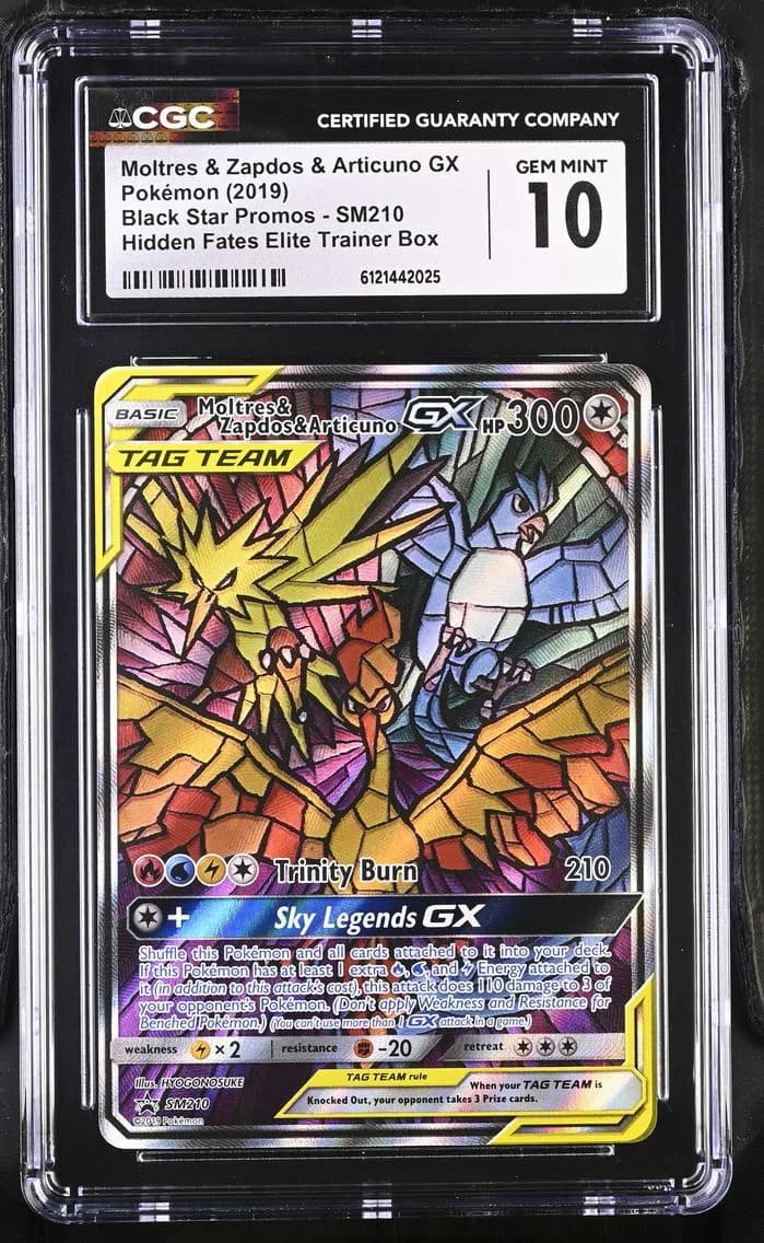Moltres & Zapdos & Articuno GX, Black Star Promos - Sun & Moon, CGC 10