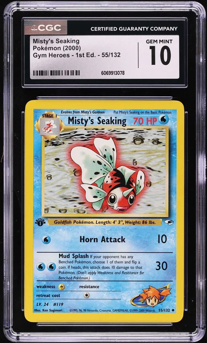 Misty's Seaking 1st Edition, Gym Heroes - 1st Edition, CGC 10