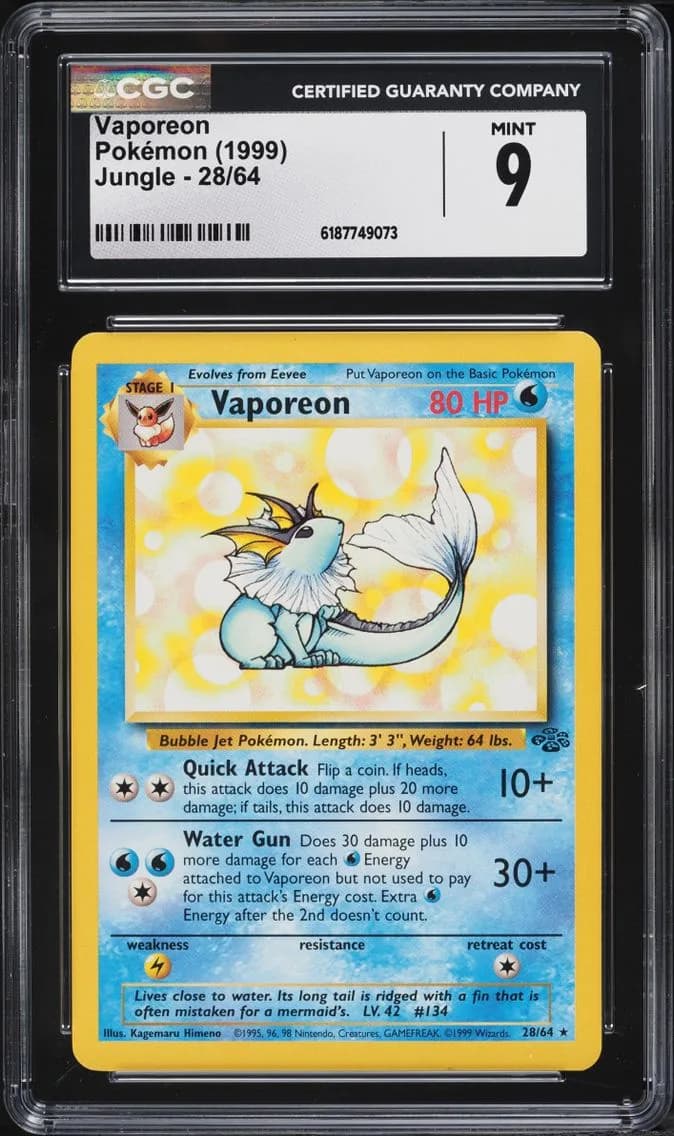 Vaporeon, Jungle - Unlimited, CGC 9