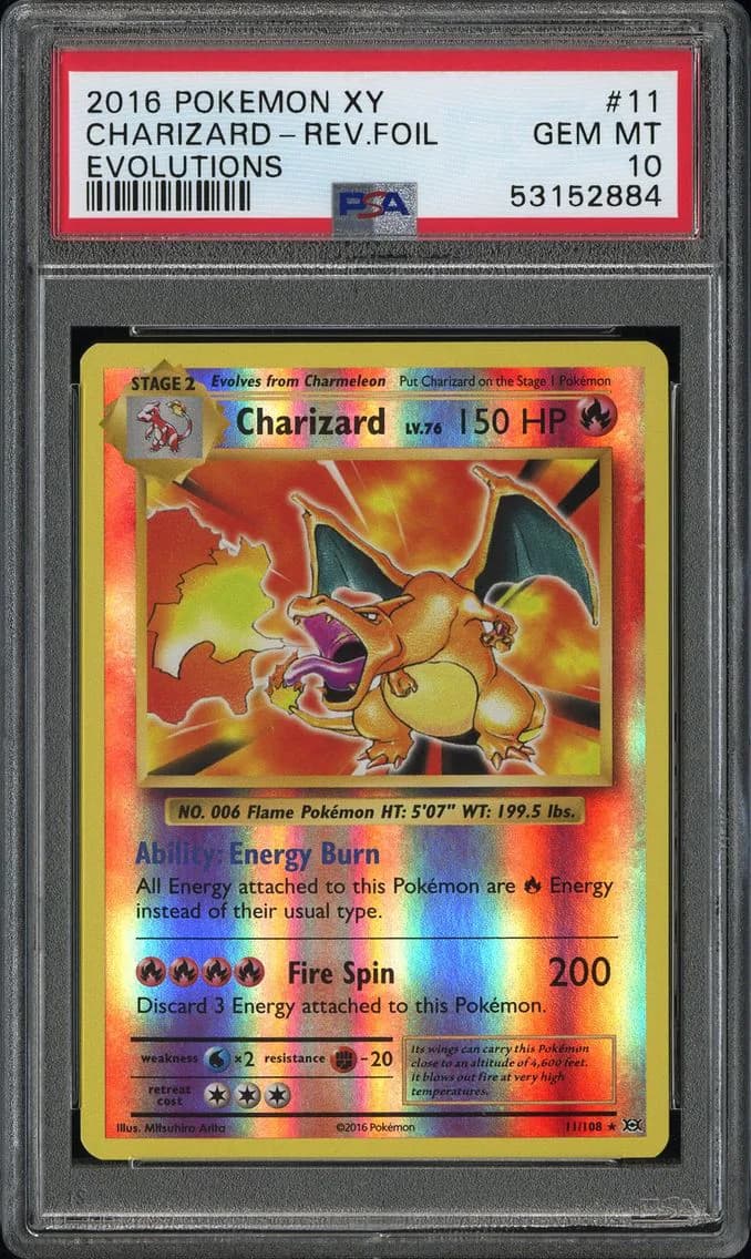Charizard-Reverse Foil, XY Evolutions, PSA 10