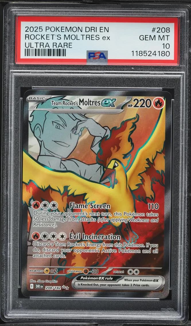 Team Rocket's Moltres EX, Destined Rivals, PSA 10