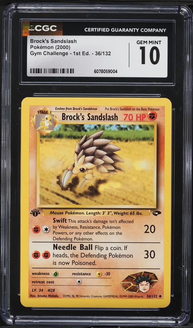 Brock's Sandslash 1st Edition, Gym Challenge - 1st Edition, CGC 10