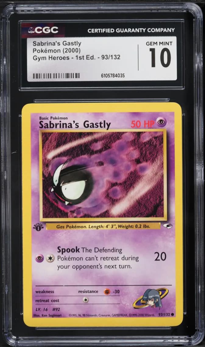Sabrina's Gastly 1st Edition, Gym Heroes - 1st Edition, CGC 10