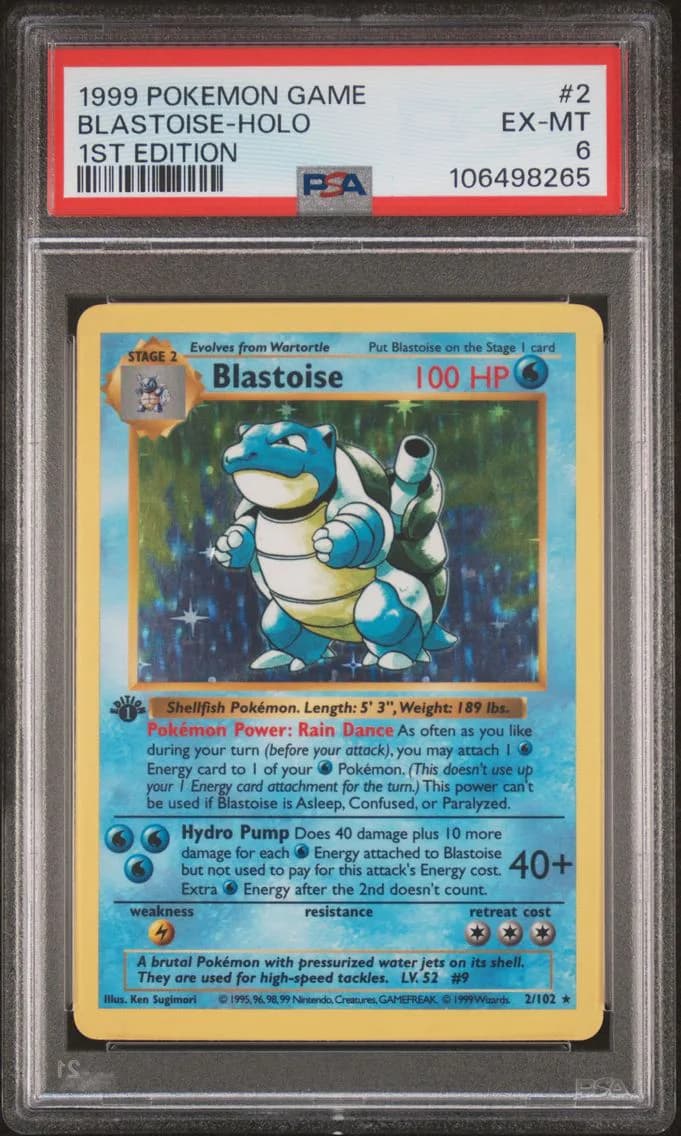 Blastoise-Holo 1st Edition, Game, PSA 6