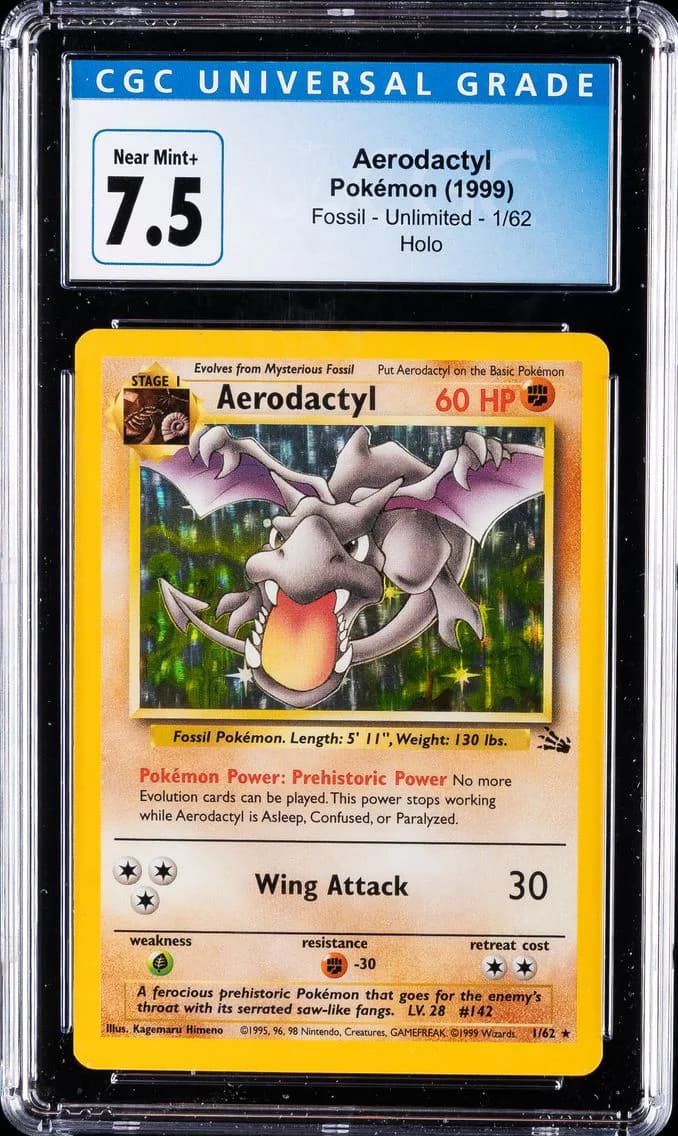Aerodactyl-Holo, Fossil - Unlimited, CGC 7.5