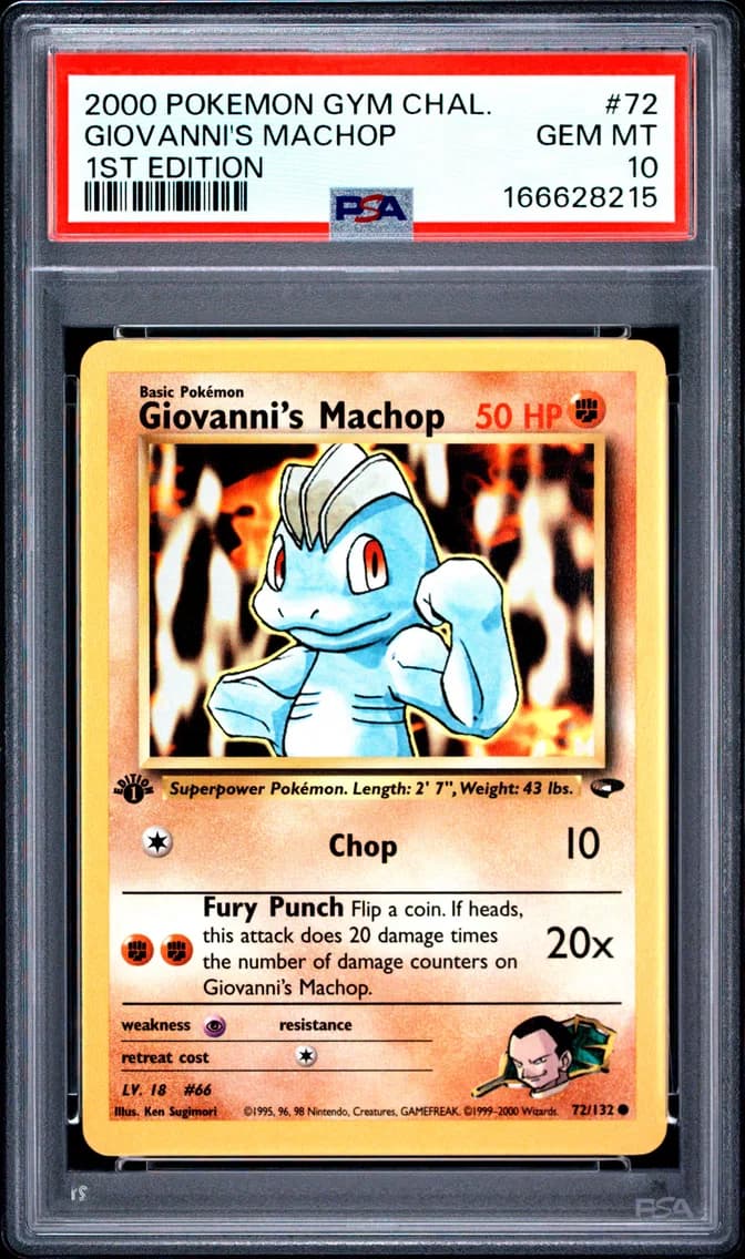 Giovanni's Machop 1st Edition, Gym Challenge, PSA 10
