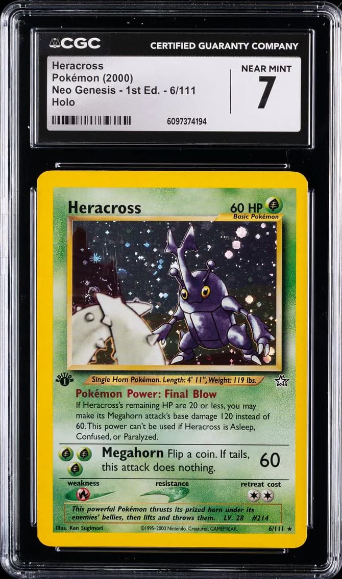 Heracross-Holo, Neo Genesis - 1st Edition, CGC 7