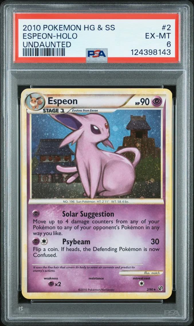 Espeon-Holo, Heartgold & Soulsilver Undaunted, PSA 6