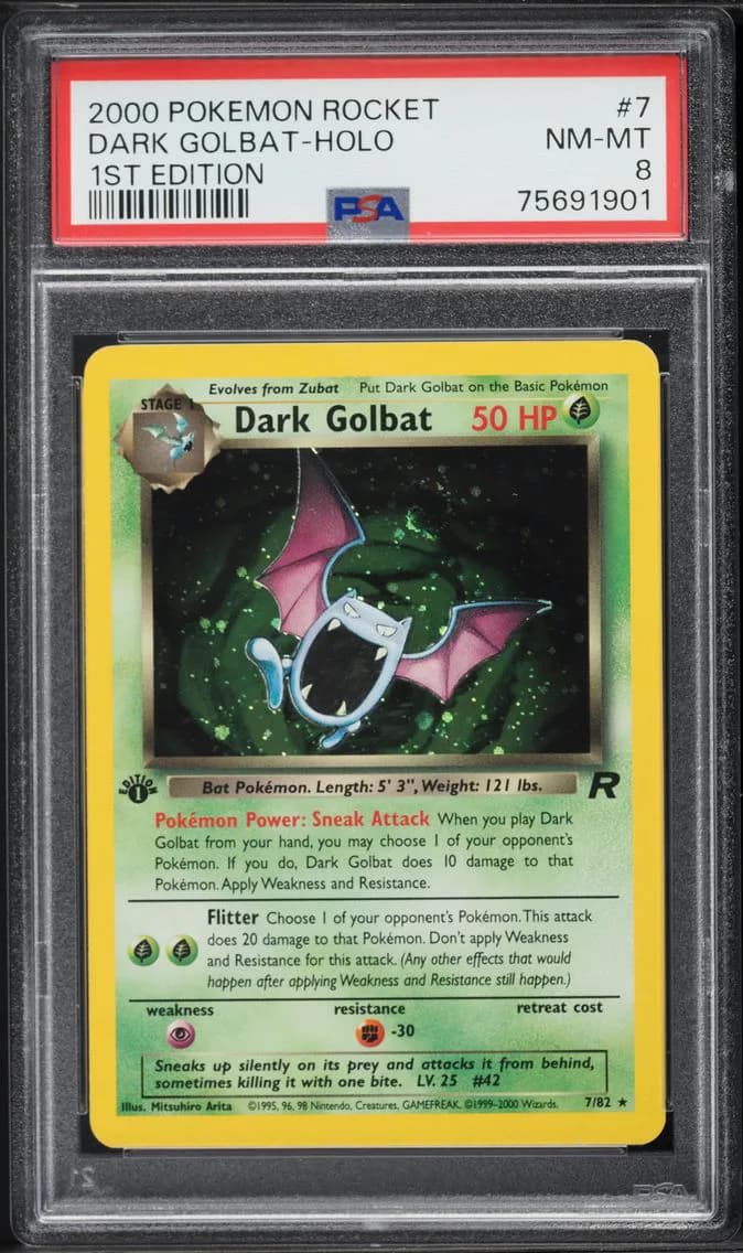 Dark Golbat-Holo 1st Edition, Rocket, PSA 8