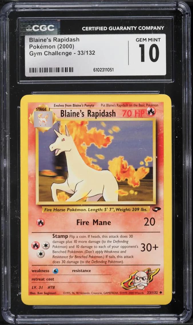Blaine's Rapidash, Gym Challenge - Unlimited, CGC 10