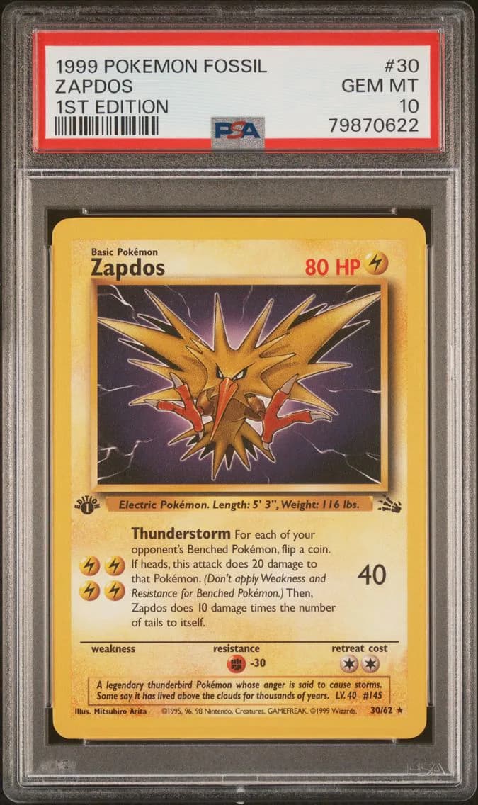 Zapdos 1st Edition, Fossil, PSA 10