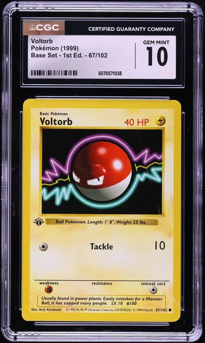 Voltorb 1st Edition, Base Set - 1st Edition, CGC 10