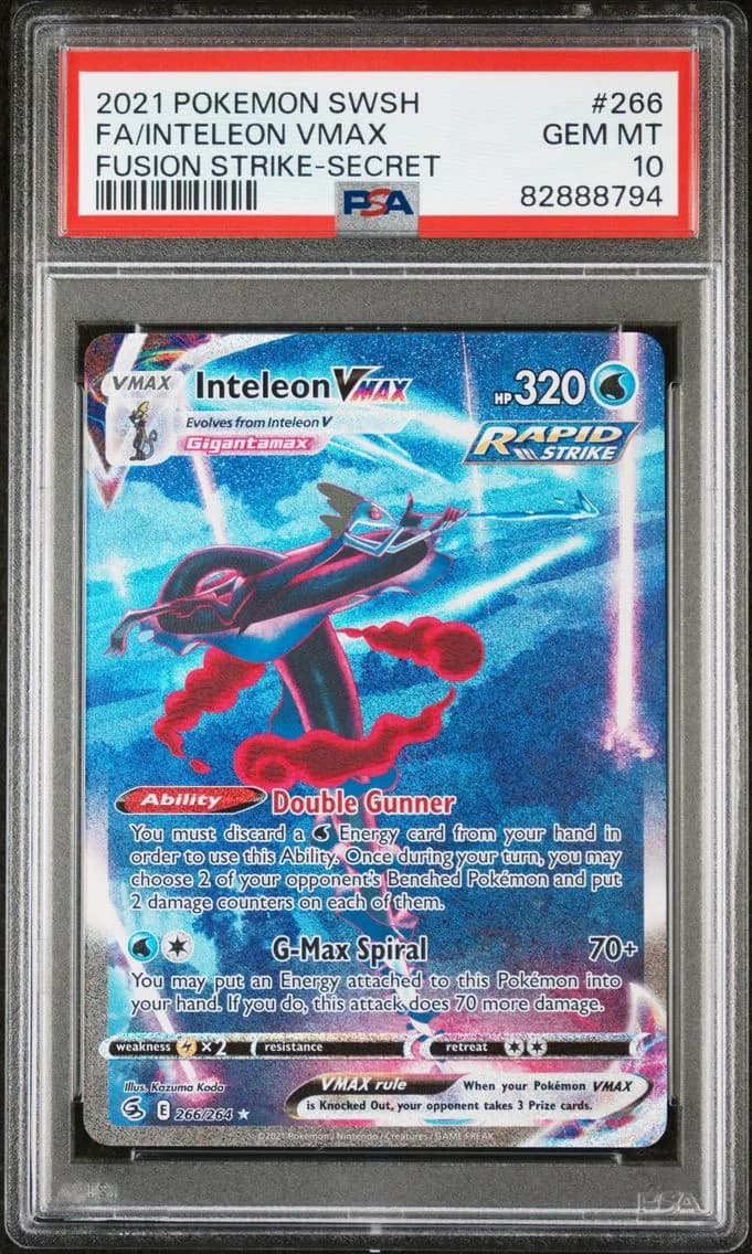 Inteleon VMAX, Sword & Shield Fusion Strike, PSA 10