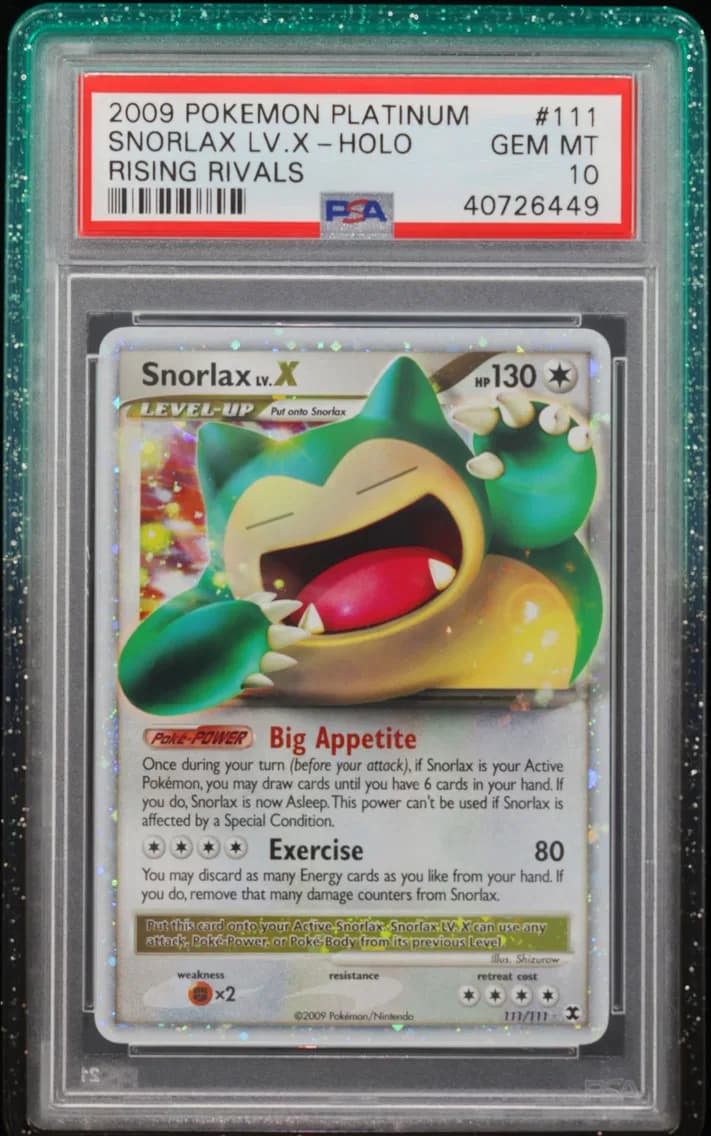 Snorlax LV.X-Holo, Platinum Rising Rivals, PSA 10