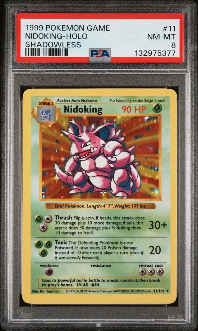 Nidoking-Holo Shadowless, Game, PSA 8