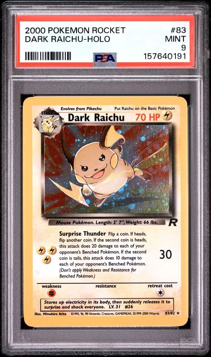 Dark Raichu-Holo, Rocket, PSA 9